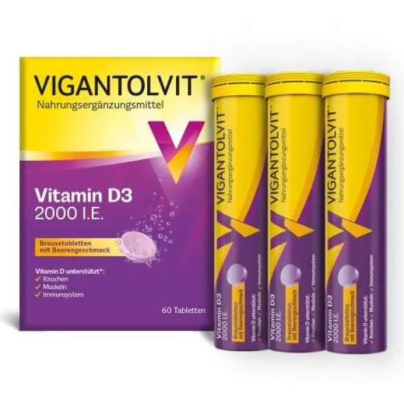 VIGANTOLVIT 2000 I.E. Vitamin D3 Brausetabletten 60 St