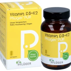VITAMIN D3+K2 Pflüger PUR 1.000 I.E./75 μg Kapseln 120 St