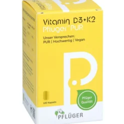 VITAMIN D3+K2 Pflüger PUR 1.000 I.E./75 μg Kapseln 120 St